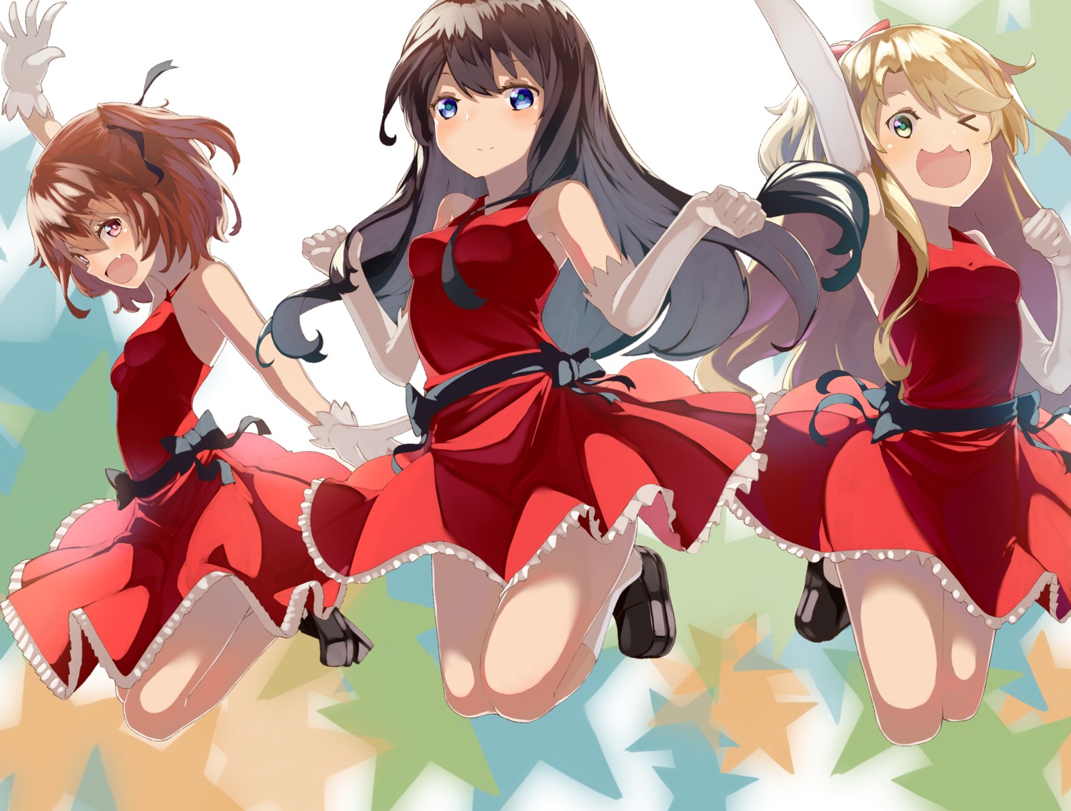dress, himesaka_noa, hoshino_hinata, karakushi, shirosaki_hana, skirt_lift, watashi_ni_tenshi_ga_maiorita!