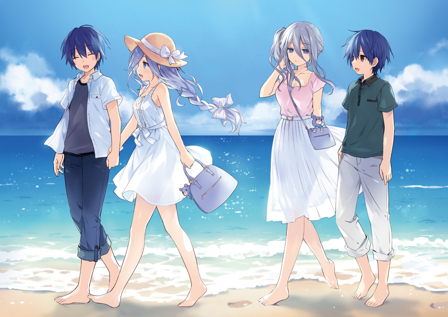 cleavage, date_a_live, detexted, dress, itsuka_shidou, murasame_reine, see_through, summer_dress
