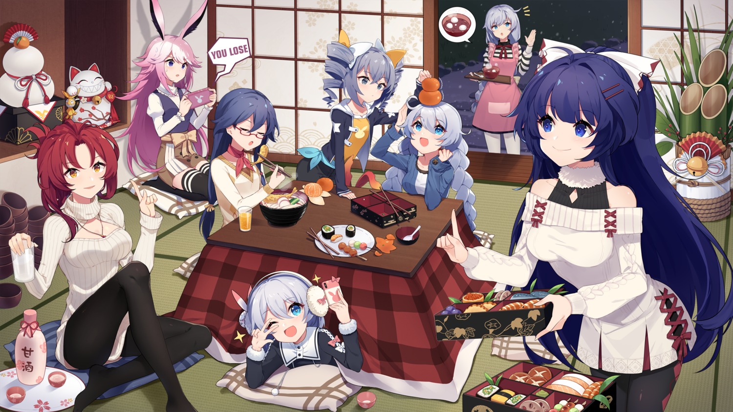 animal_ears, benghuai_xueyuan, bronya_zaychik, bunny_ears, cleavage, fu_hua, honkai_impact, kallen_kaslana