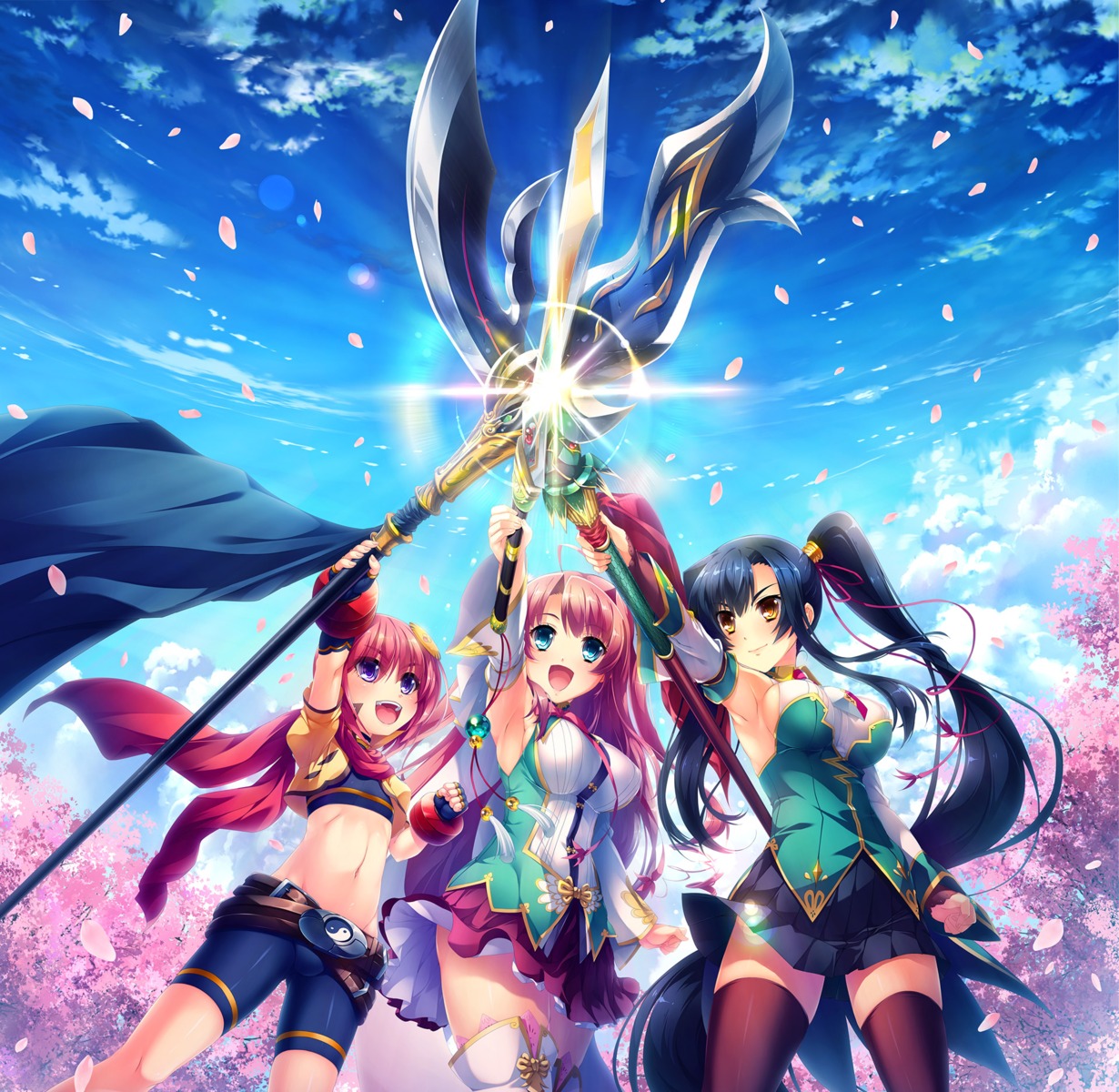 baseson, bike_shorts, koihime_musou, shin_koihime_musou, skirt_lift, sword, tagme, thighhighs