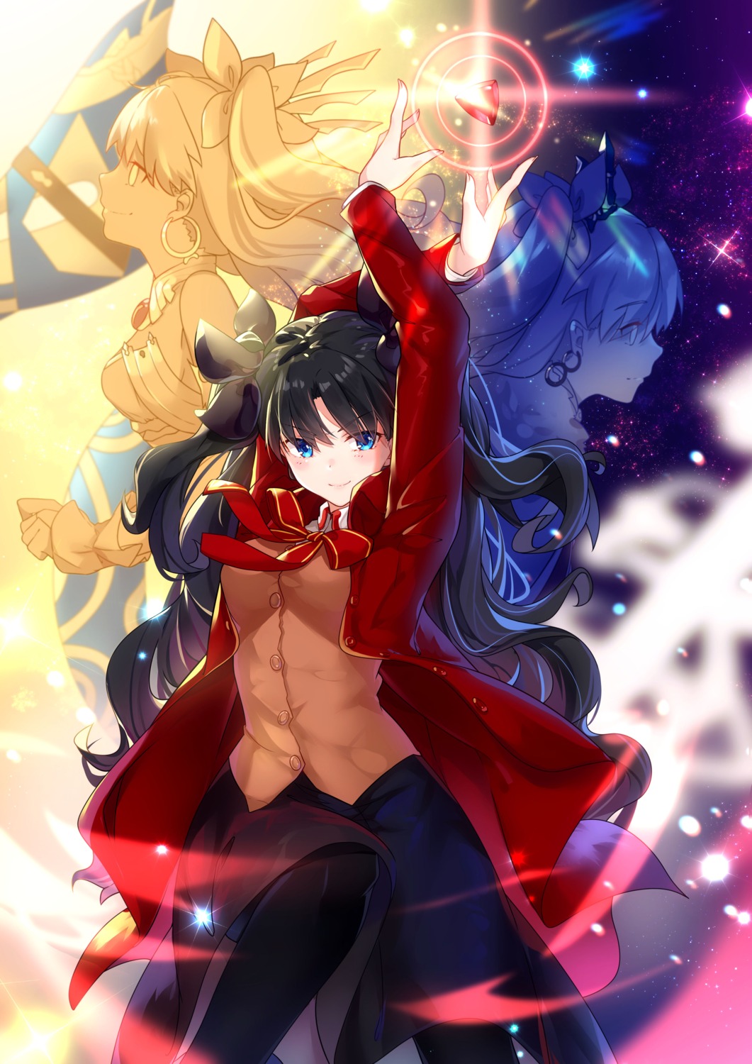 ereshkigal_(fate), fate/grand_order, fate/stay_night, ishtar_(fate), kotatsu_kaya, pantyhose, seifuku, toosaka_rin