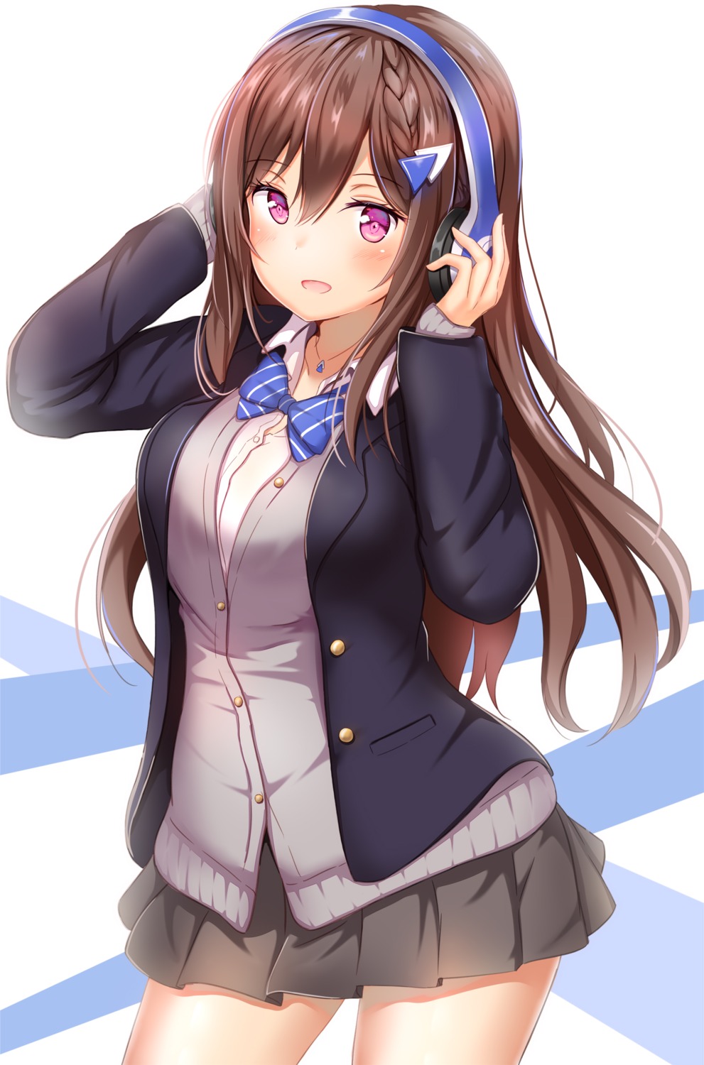 cocoa_music, doumyouji_cocoa, headphones, seifuku, sweater, yuano