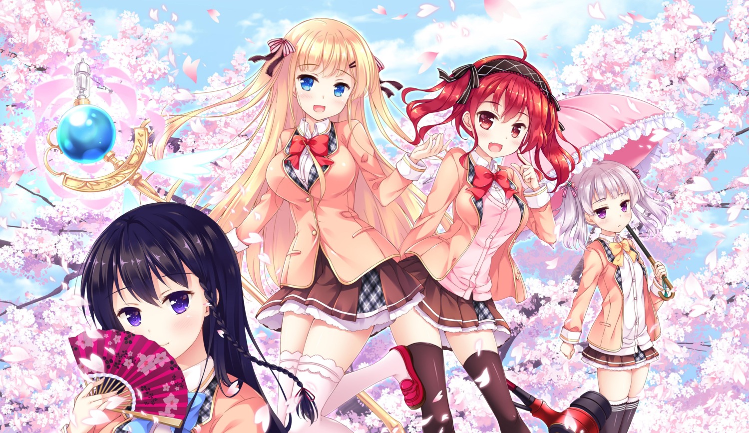 happiness!_2_sakura_celebration, himekawa_karen, ichijou_shizuki, kirigaya_rino, kokonoe_fuuko, ko~cha, seifuku, sweater