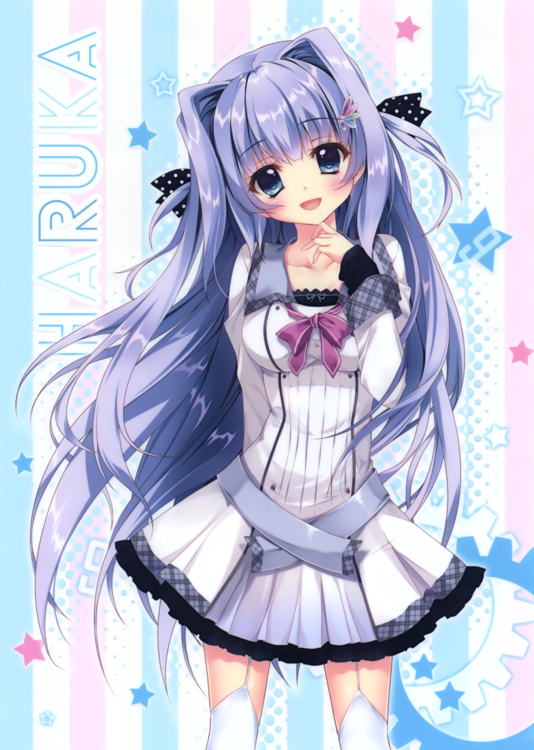 9-nine-, 9-nine-_haruiro_harukoi_harunokaze, izumi_tsubasu, kousaka_haruka, palette, seifuku, stockings, thighhighs