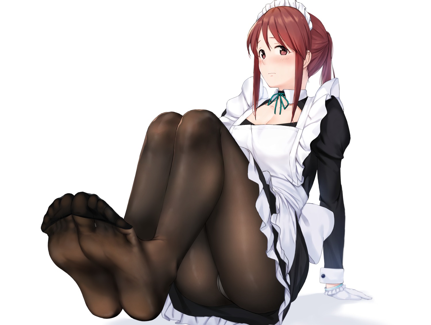 anti_(0324), cleavage, feet, maid, mifune_miyu, pantsu, pantyhose, the_idolm@ster, the_idolm@ster_cinderella_girls, the_idolm@ster_cinderella_girls_starlight_stage