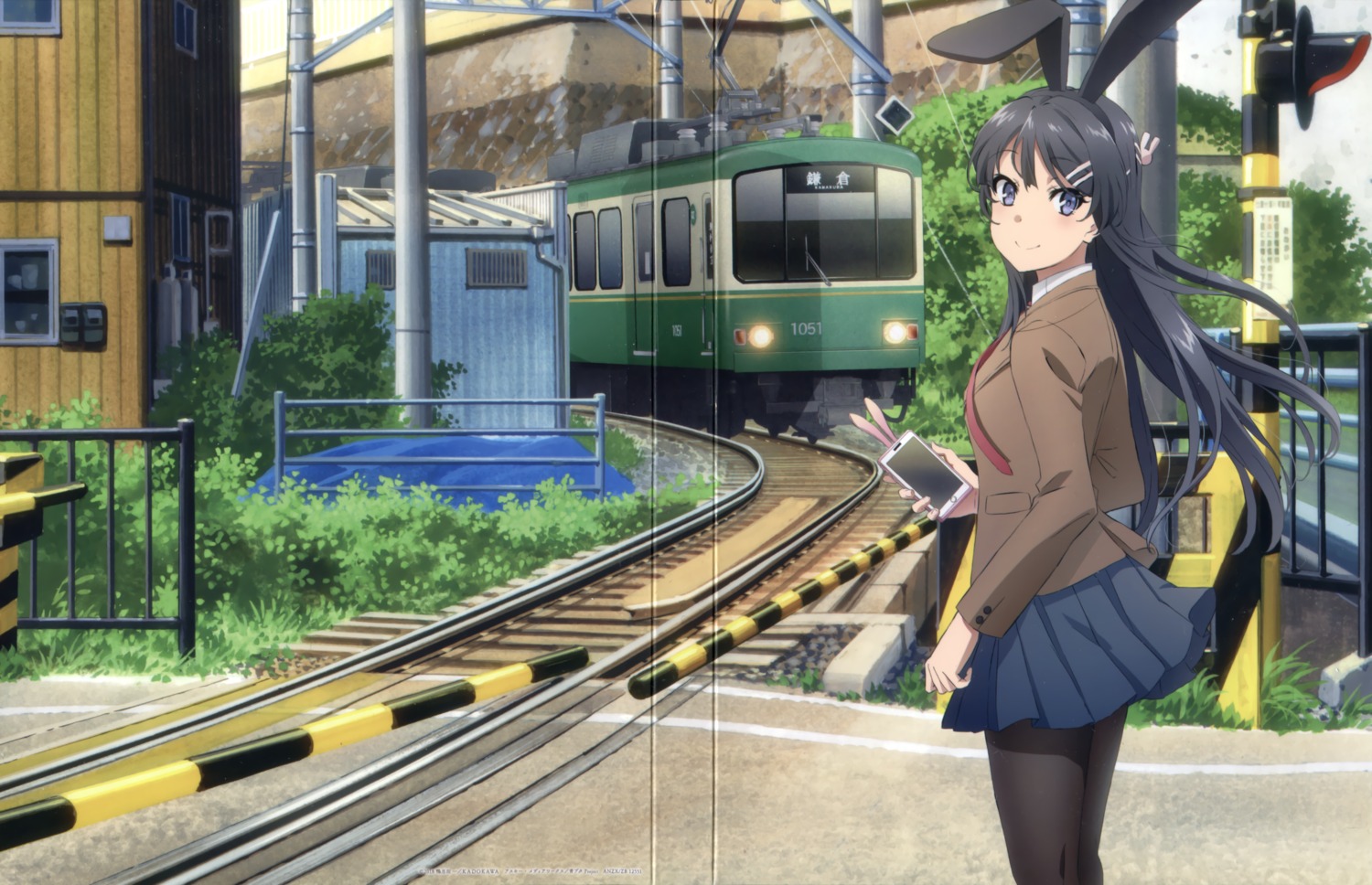 animal_ears, bunny_ears, crease, landscape, pantyhose, sakurajima_mai, seifuku, seishun_buta_yarou