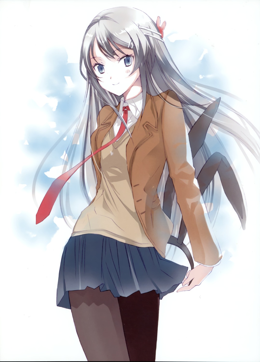 pantyhose, sakurajima_mai, seifuku, seishun_buta_yarou, sweater, takeoka_miho