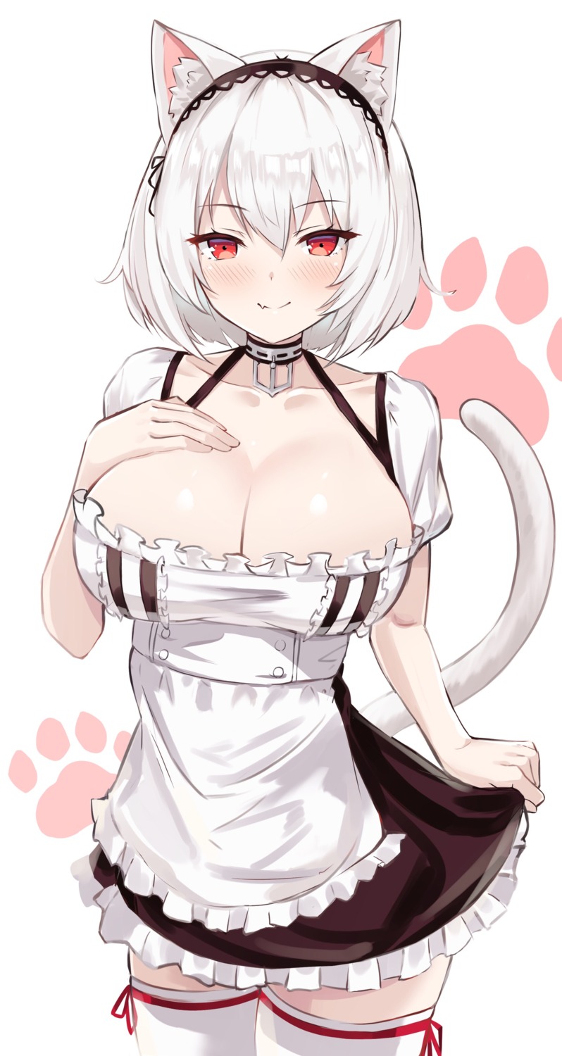 animal_ears, azur_lane, basil_(st_1), breast_hold, maid, nekomimi, sirius_(azur_lane), tail