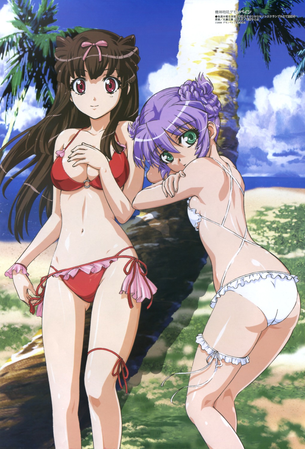 al_azif, ass, bikini, breast_hold, cleavage, demonbane, garter, hadoh_ruri, marufuji_hirotaka, swimsuits