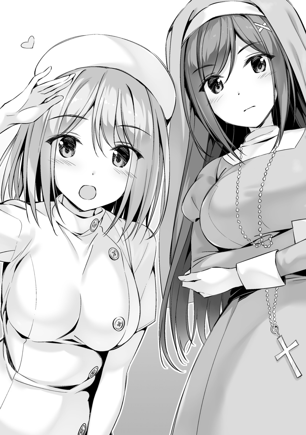 amanashi_nui, boku_no_kanojo_sensei, jinsho_karen, monochrome, nun, nurse, oryou