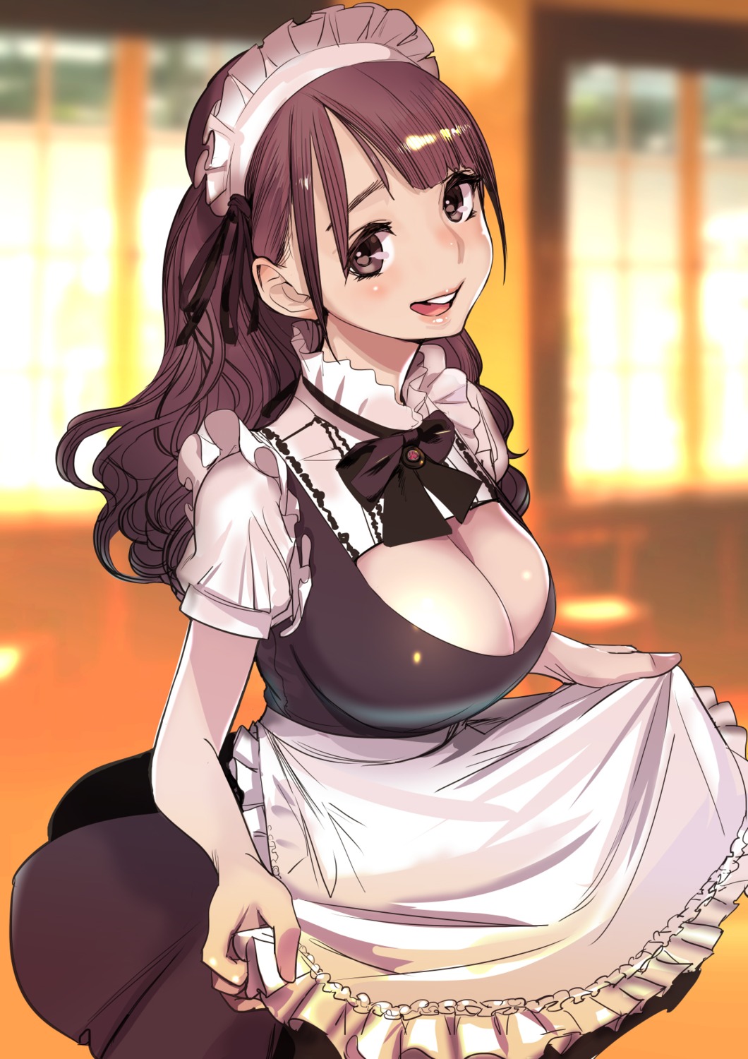 cleavage, dytm, maid, skirt_lift