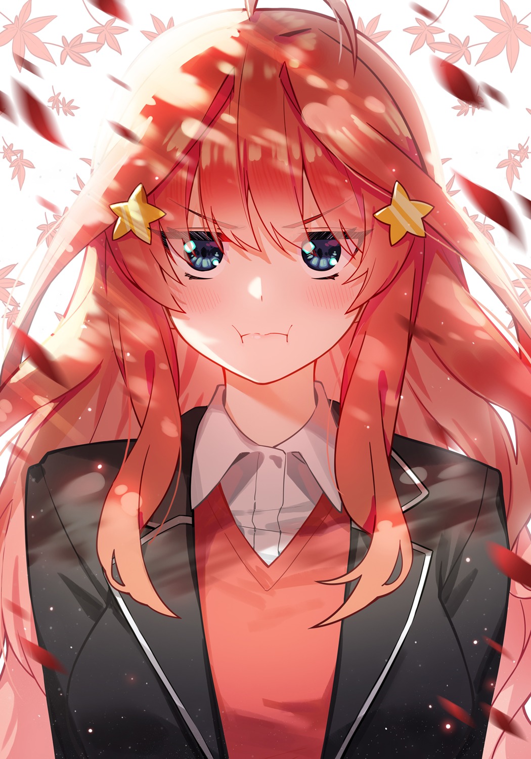 5-toubun_no_hanayome, nakano_itsuki, seifuku, sweater, zhanzheng_zi