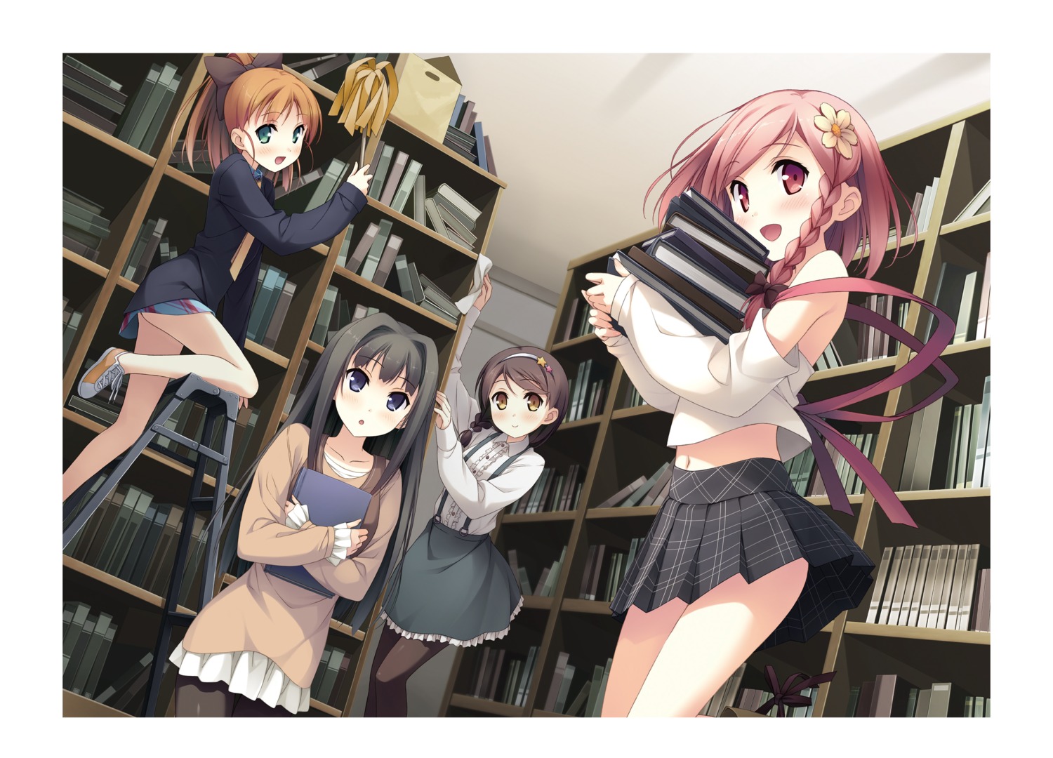 ayase_sayuki, cube, hirosaki_kanade, kantoku, minagawa_yuuhi, pantyhose, skirt_lift, your_diary