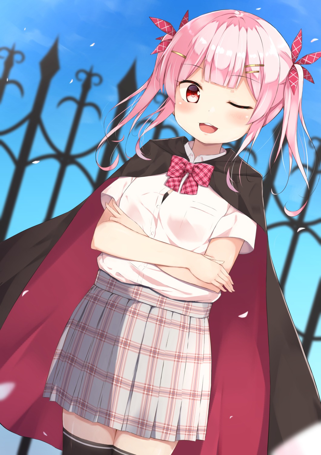 bra, moko_(mokomozi11), seifuku, thighhighs