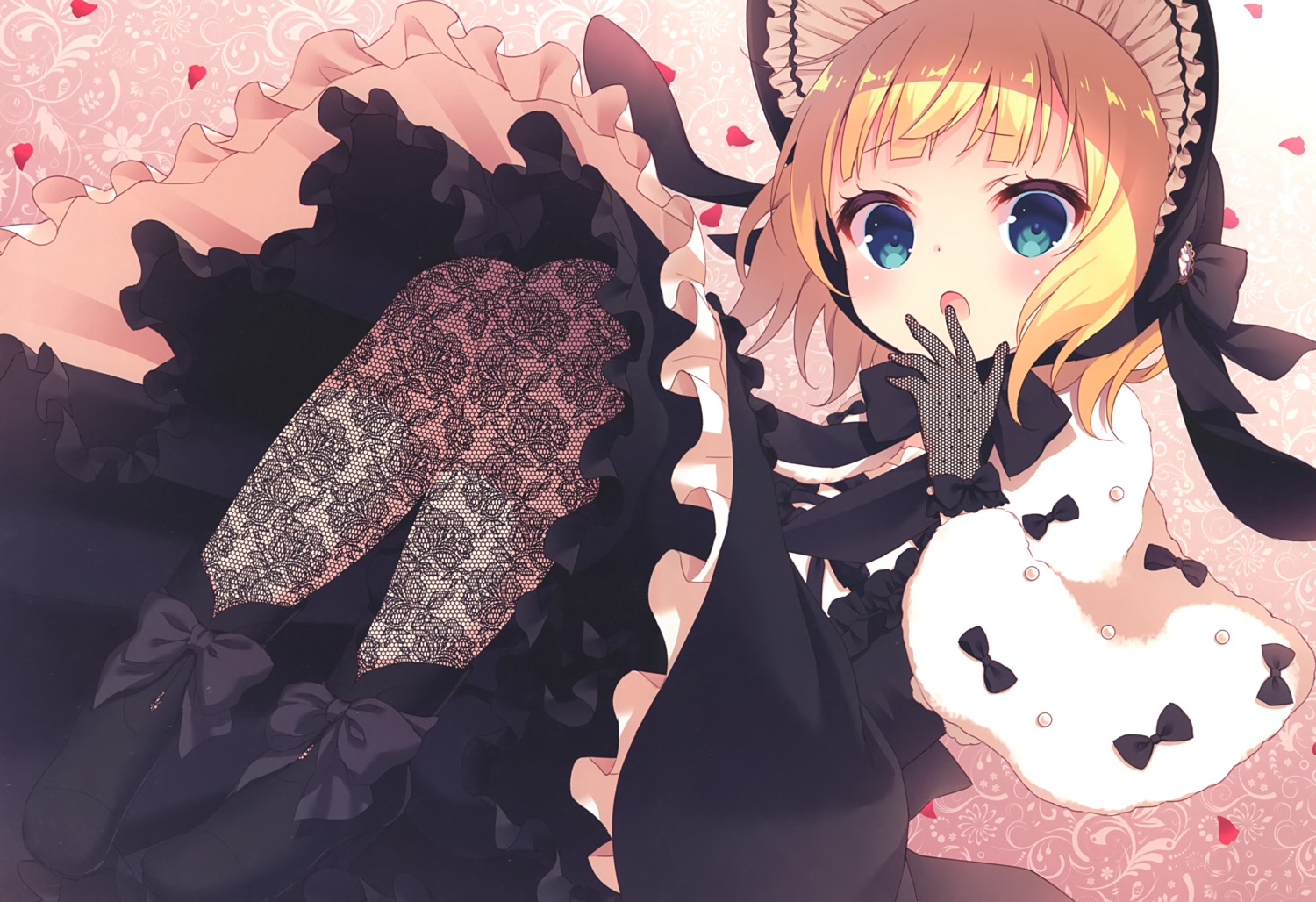 chitosezaka_suzu, dress, fishnets, gochuumon_wa_usagi_desu_ka?, gothic_lolita, kirima_sharo, legato, lolita_fashion