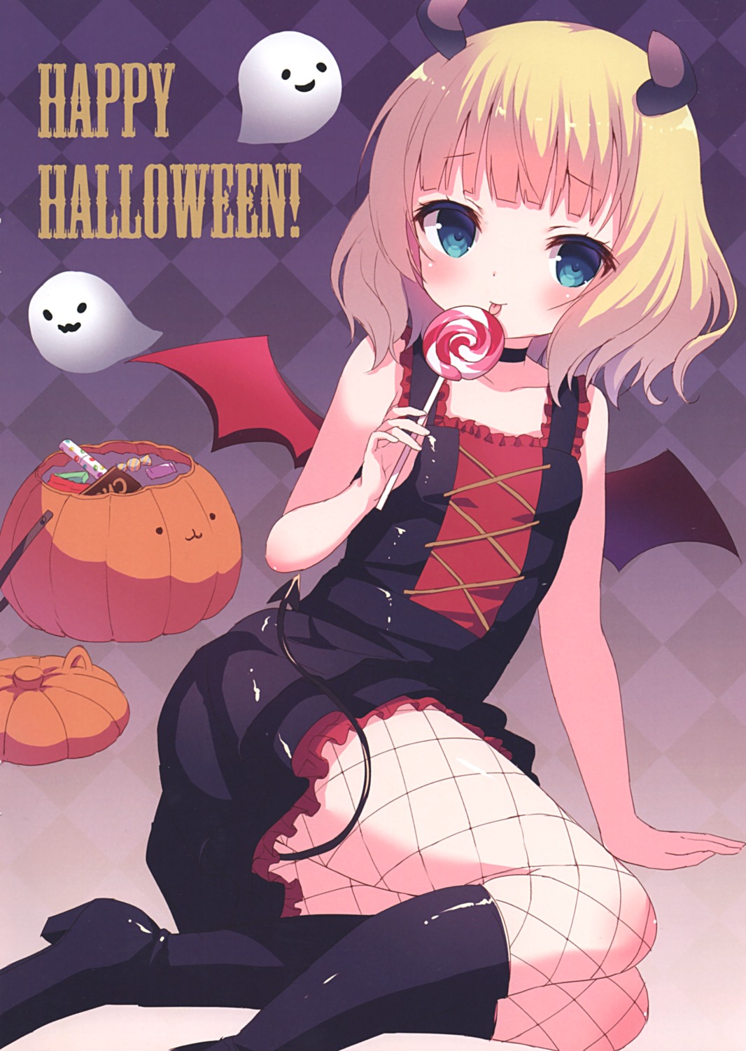 chitosezaka_suzu, gochuumon_wa_usagi_desu_ka?, halloween, horns, kirima_sharo, legato, tail, wings