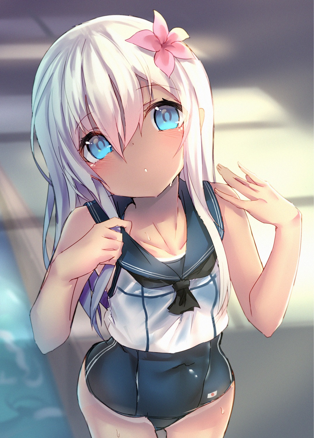 kantai_collection, kure_(kure_ng), ro-500, school_swimsuit, swimsuits, tan_lines, wet