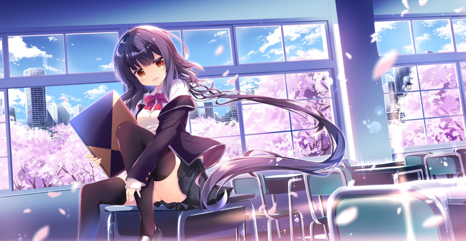 nanamomo_rio, seifuku, thighhighs
