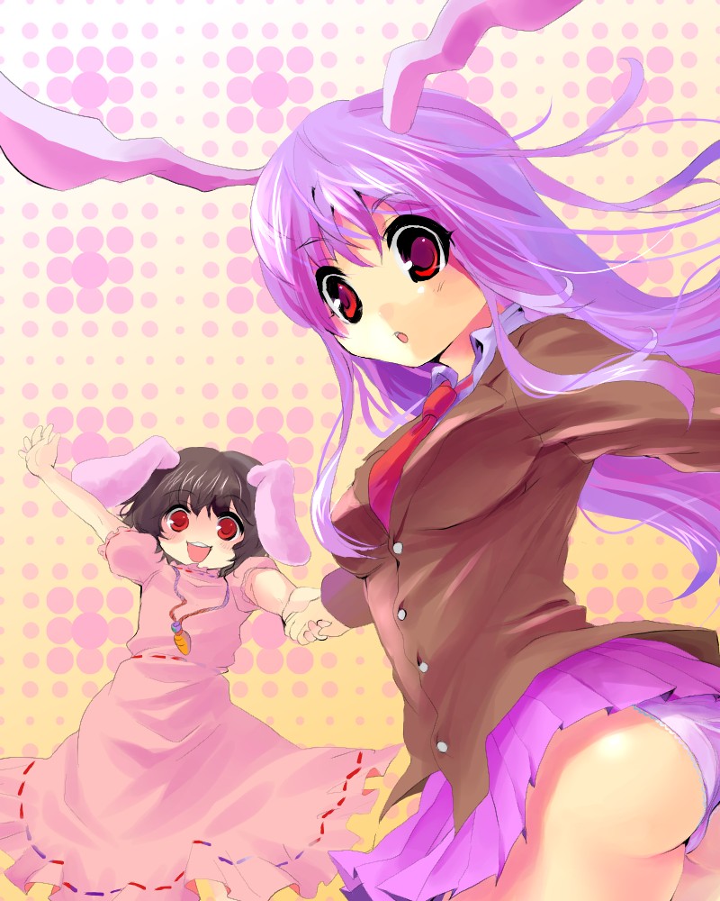 animal_ears, ass, bunny_ears, inaba_tewi, kobanzame, pantsu, reisen_udongein_inaba, touhou