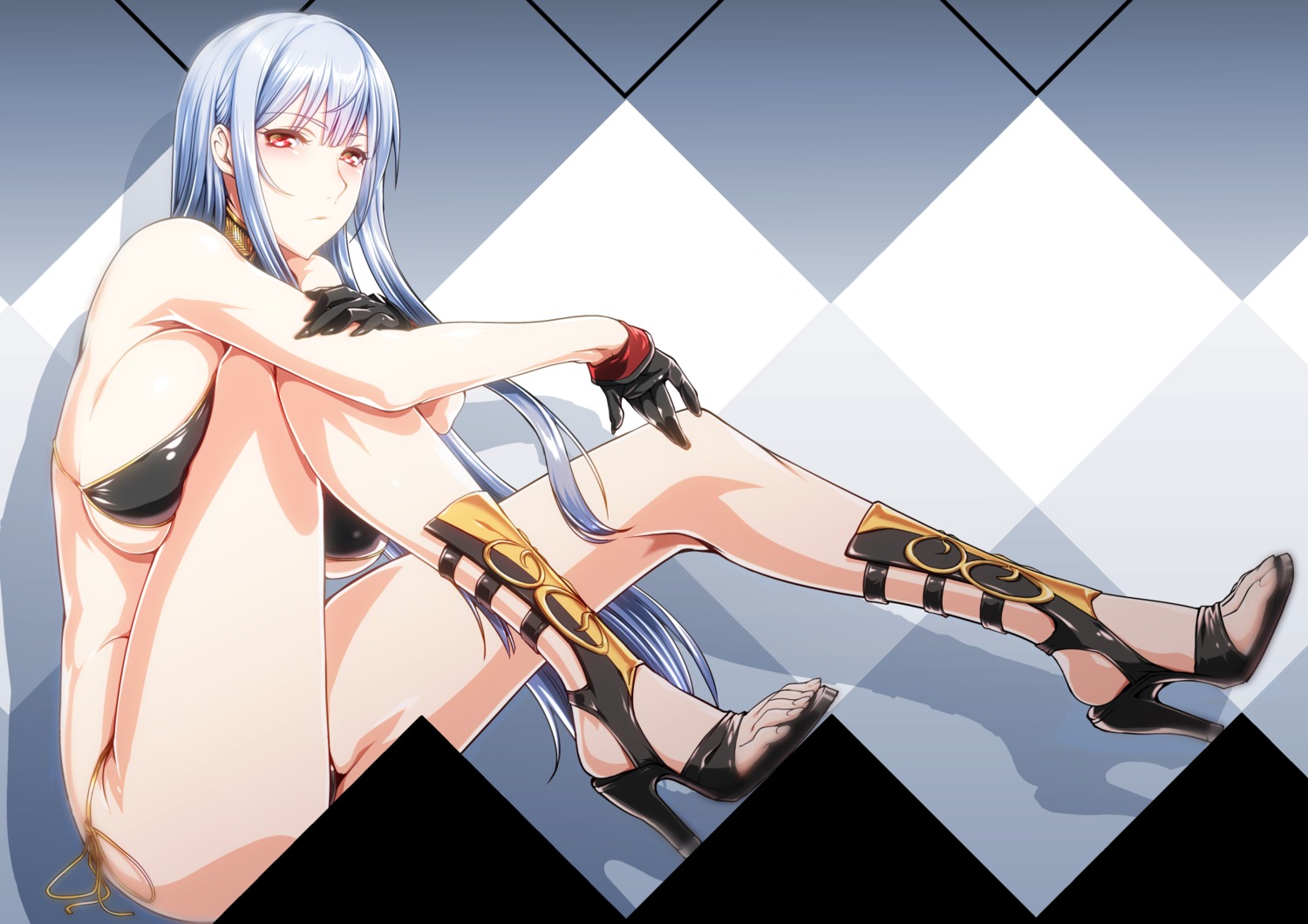 bikini, ebido, heels, selvaria_bles, senjou_no_valkyria, swimsuits, underboob