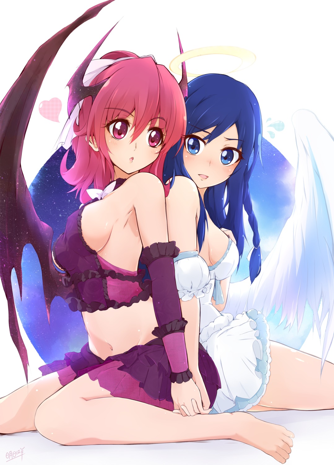 aida_mana, ashita_wa_hitsuji, dokidoki!_precure, dress, feet, hishikawa_rikka, horns, no_bra, precure, wings