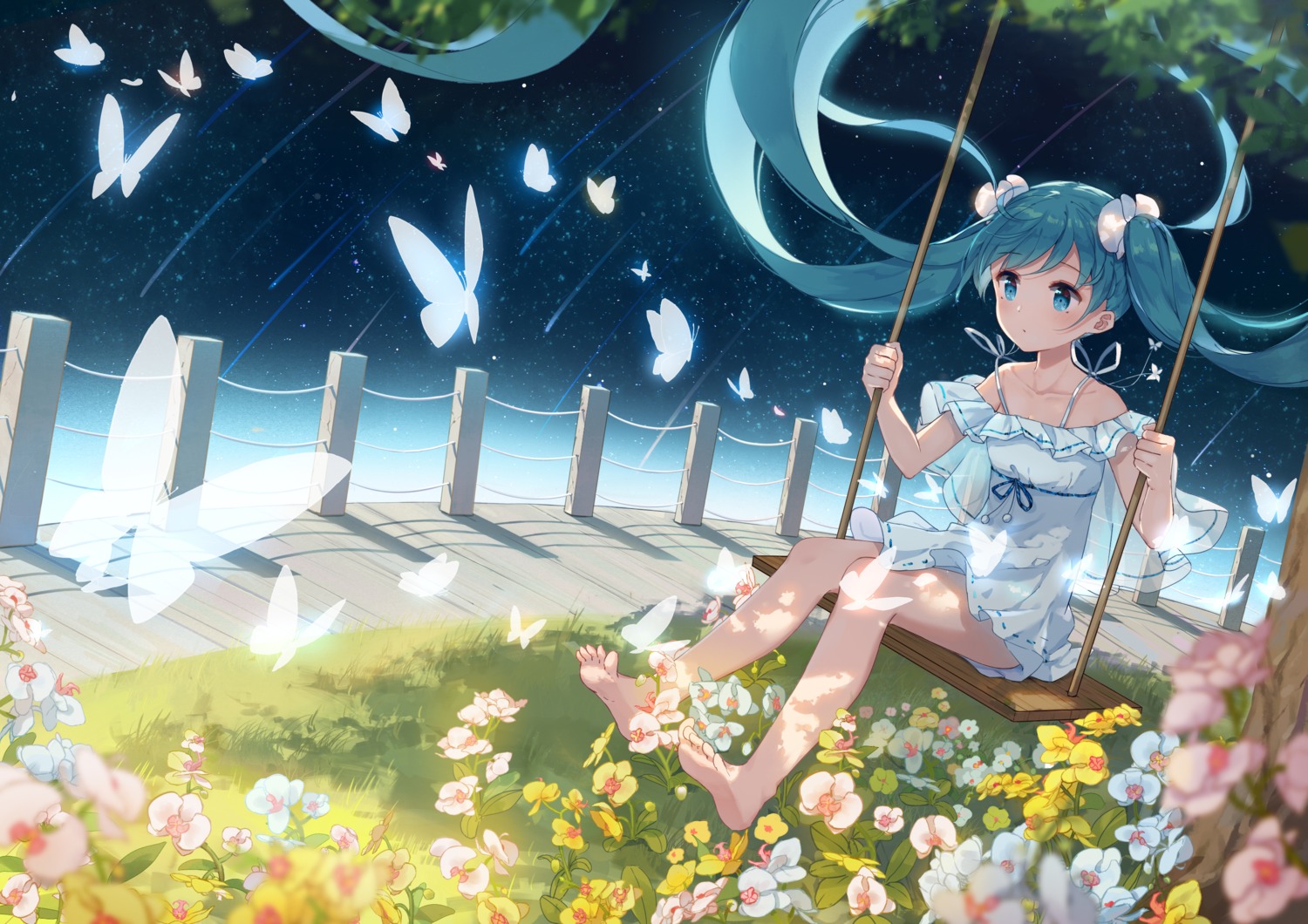 dress, hatsune_miku, skirt_lift, vocaloid, yue_yue