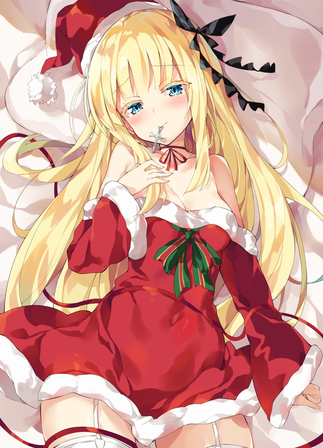 breast_hold, christmas, dress, juliet_persia, kishuku_gakkou_no_juliet, stockings, thighhighs, unacchi