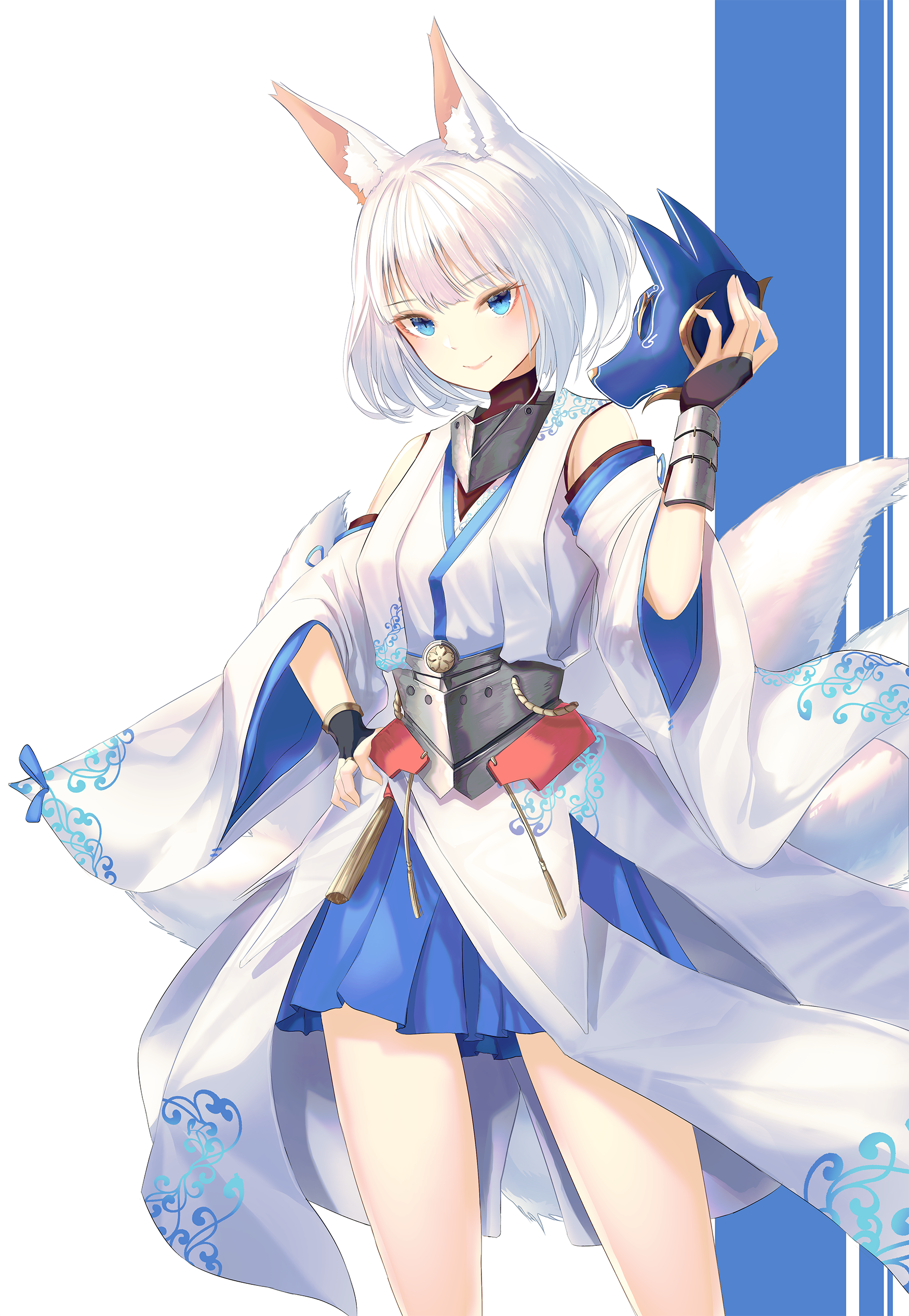 animal_ears, azur_lane, bosumonki, japanese_clothes, kaga_(azur_lane), kitsune, tail