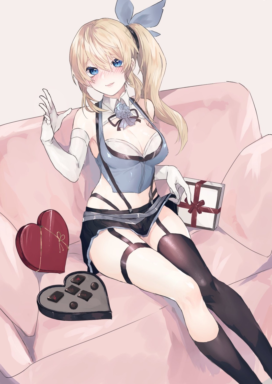 cleavage, garter, kiyomasa_(dangan), mirai_akari, mirai_akari_project, stockings, thighhighs