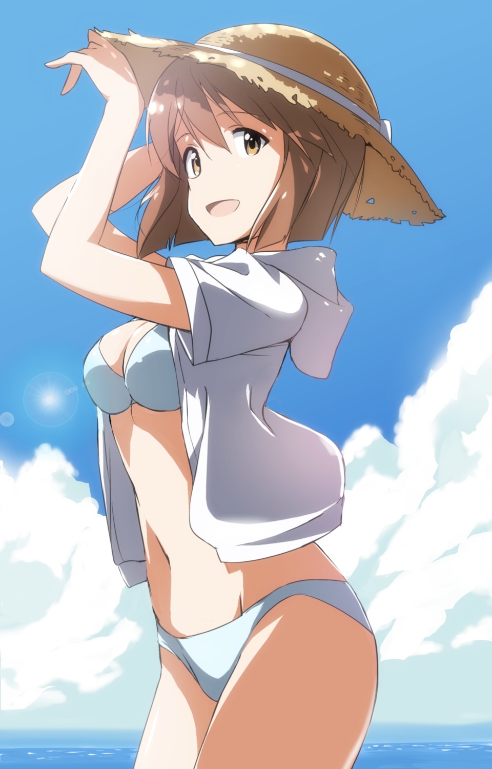 bikini, cleavage, hagiwara_yukiho, open_shirt, swimsuits, the_idolm@ster, yumekaranigeruna