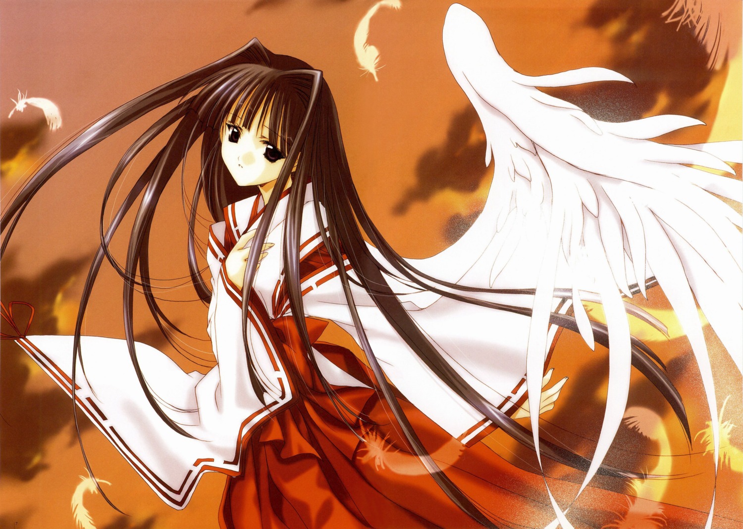 angel_dust, jpeg_artifacts, miko, nanase_aoi, wings