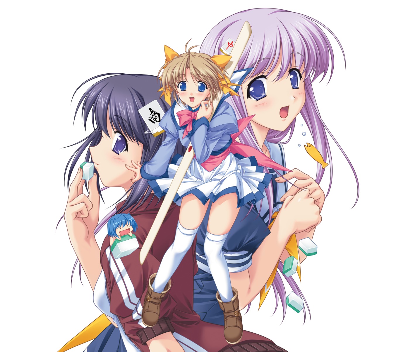 gym_uniform, isawa_tae, katase_yuki, konoe_nanami, lamune, mizuiro, seifuku