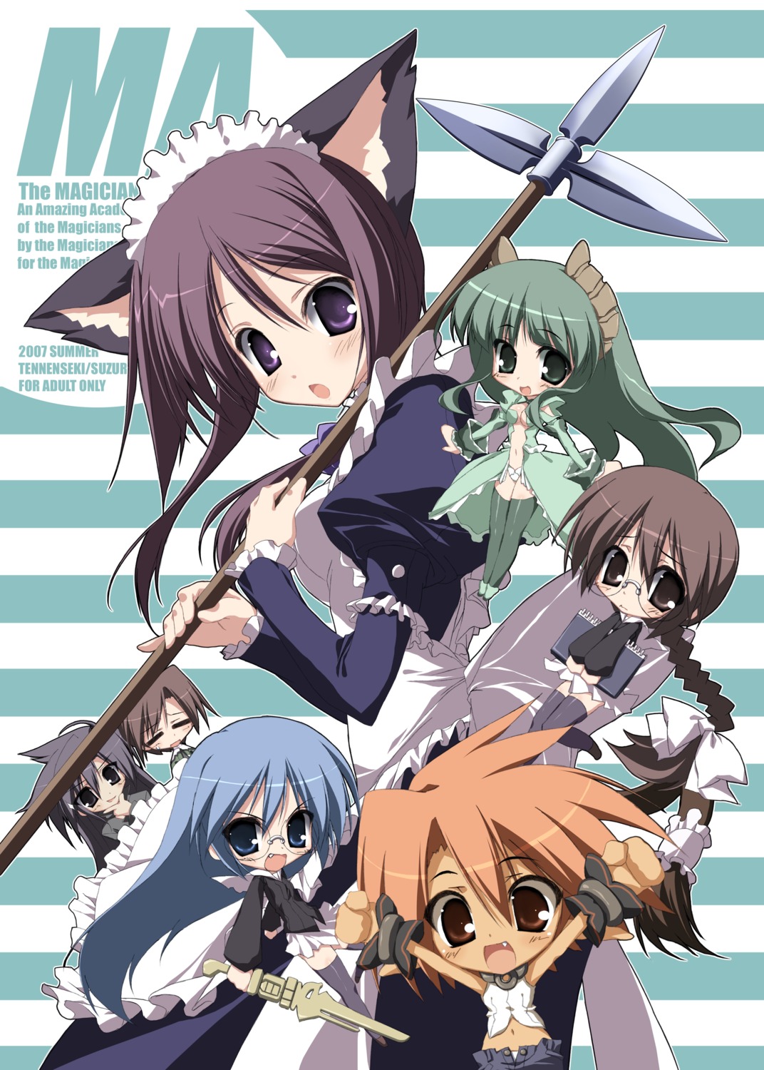 animal_ears, chibi, elf, eneus, falce, hasegawa_suzuho, hasegawa_takuto, macademi_wasshoi