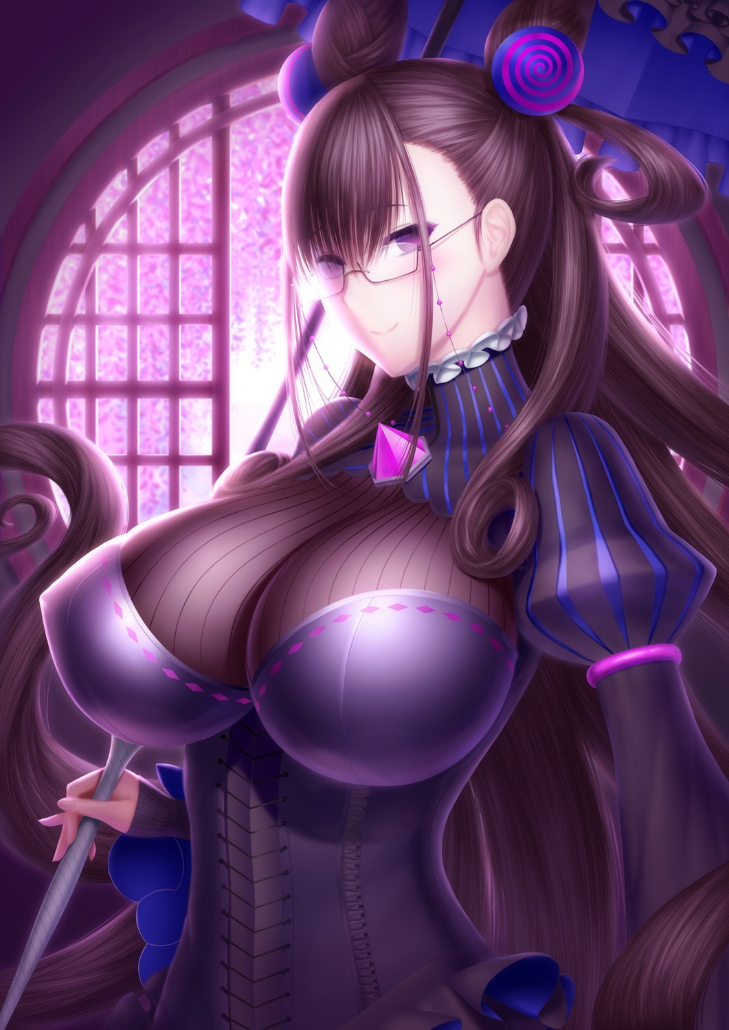 fate/grand_order, masatoki, megane, murasaki_shikibu_(fate), umbrella