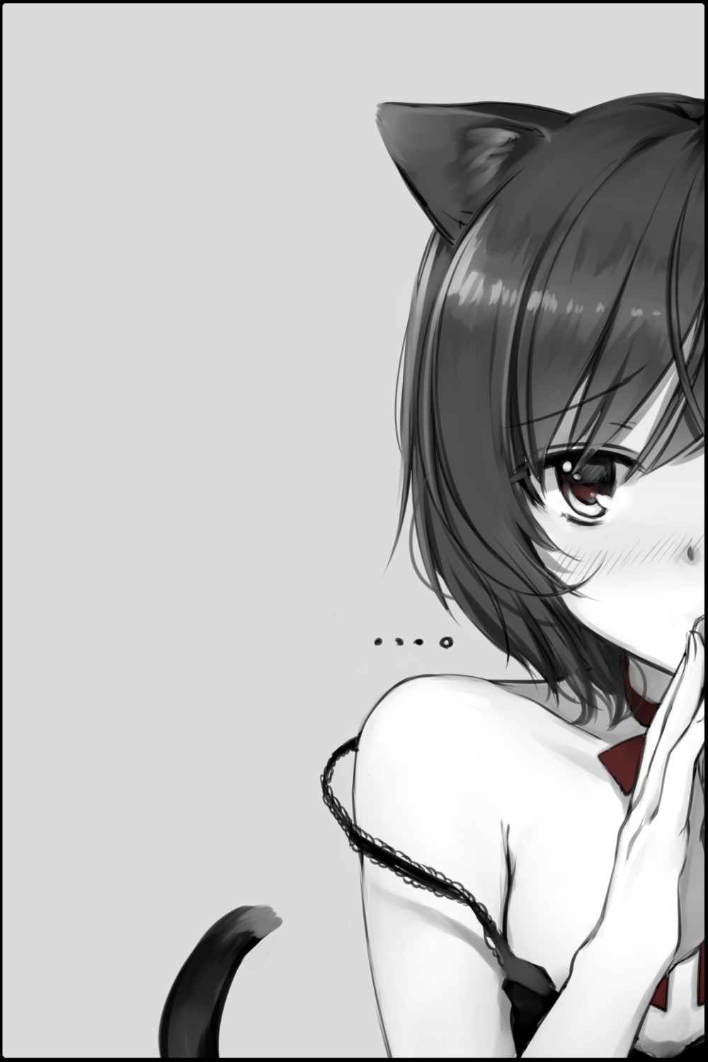 animal_ears, monochrome, nekomimi, tail, takeuchi_aya