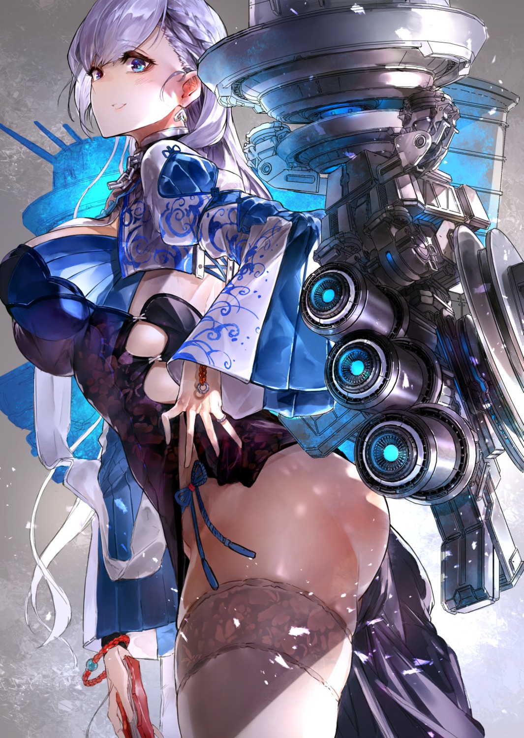 apt, azur_lane, belfast_(azur_lane), chinadress, pantsu, string_panties, thighhighs