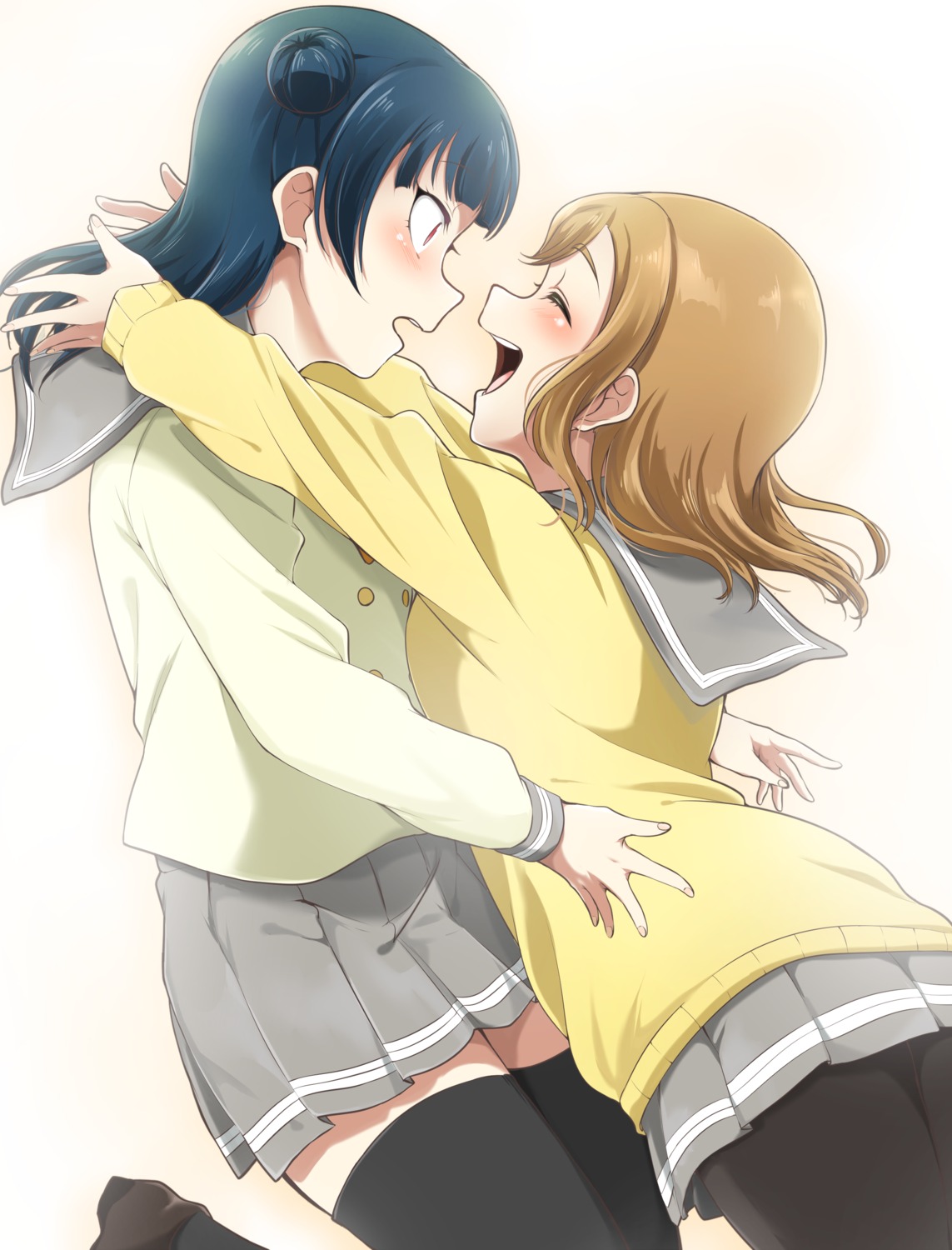 heels, kunikida_hanamaru, love_live!_(series), love_live!_sunshine!!, pantyhose, seifuku, sweater, thighhighs