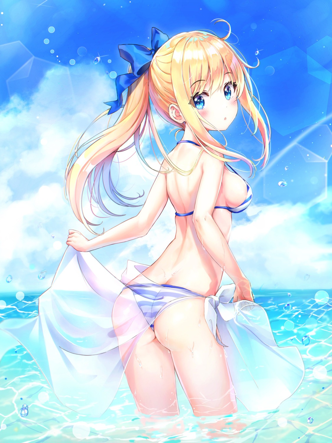 ass, bikini, dana_(hapong07), see_through, skirt_lift, swimsuits, wet