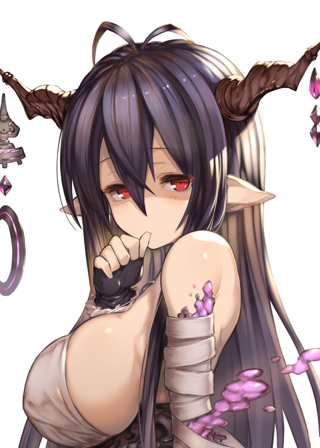 bandages, danua, granblue_fantasy, horns, pointy_ears, takahan