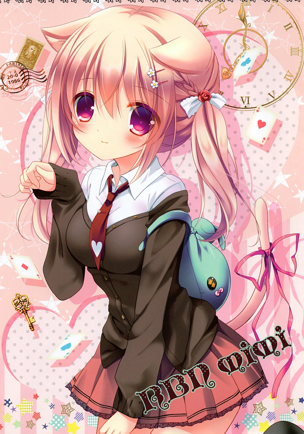 @ism, animal_ears, aono_ribbon, nekomimi, seifuku, sweater, tail