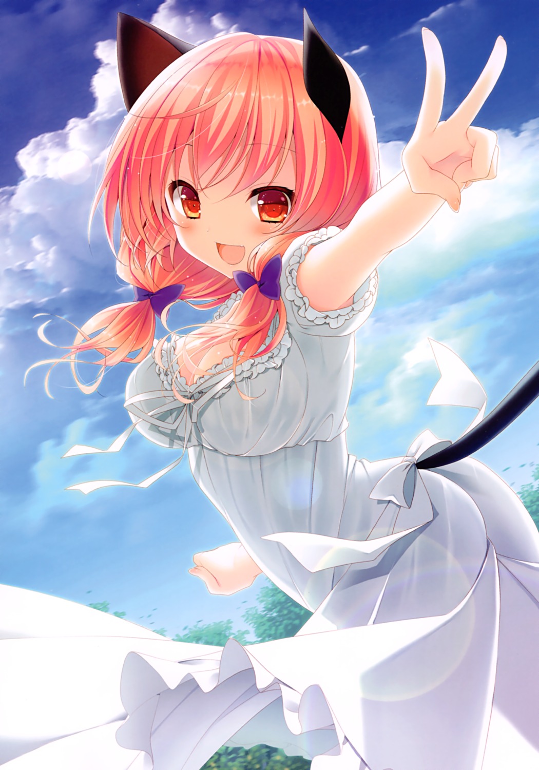almism, animal_ears, cleavage, dress, minatsuki_alumi, nekomimi, summer_dress, tail