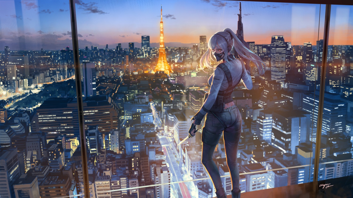 ak-12_(girls_frontline), girls_frontline, gun, landscape, wallpaper, wayne_chan, weapon