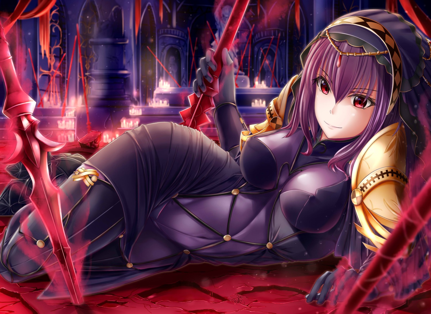 armor, ayakase_hotaru, bodysuit, fate/grand_order, scathach_(fate), weapon