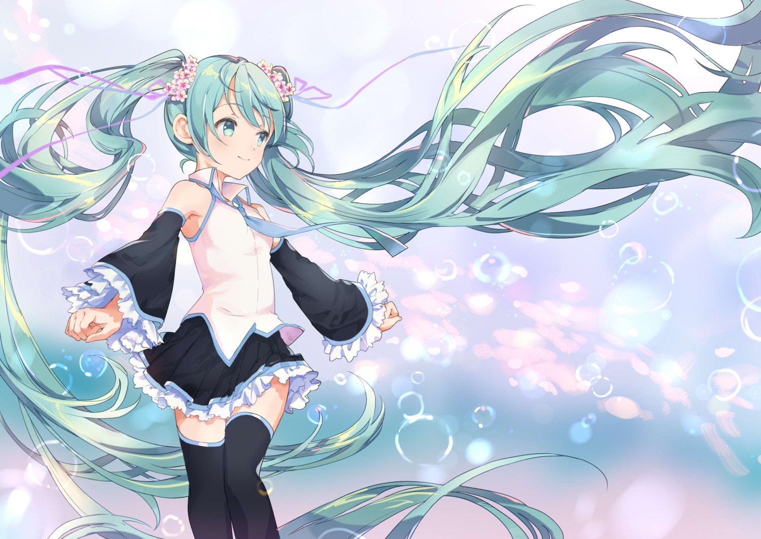 hatsune_miku, thighhighs, ume_(plumblossom), vocaloid
