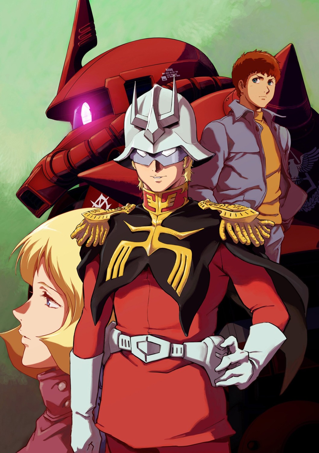 amuro_ray, char_aznable, gundam, gundam_the_origin, mecha, ms-06_zaku_ii, nishimura_hiroyuki, sayla_mass