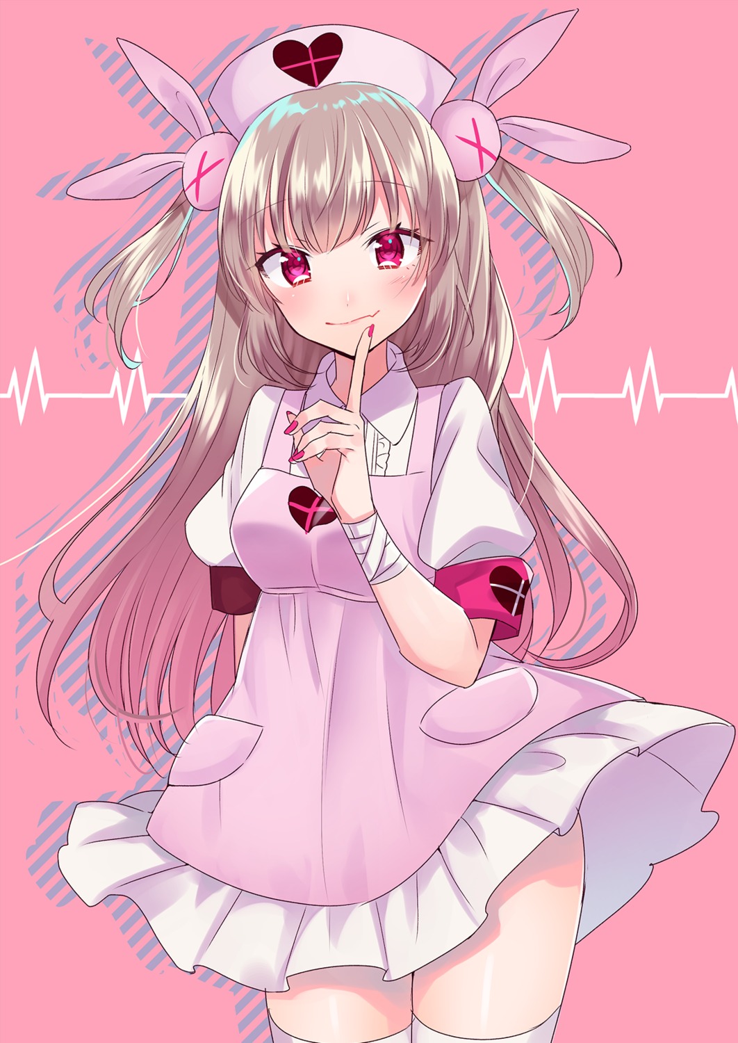 bandages, haruyuki_14, indie_virtual_youtuber, natori_sana, nurse, skirt_lift, thighhighs