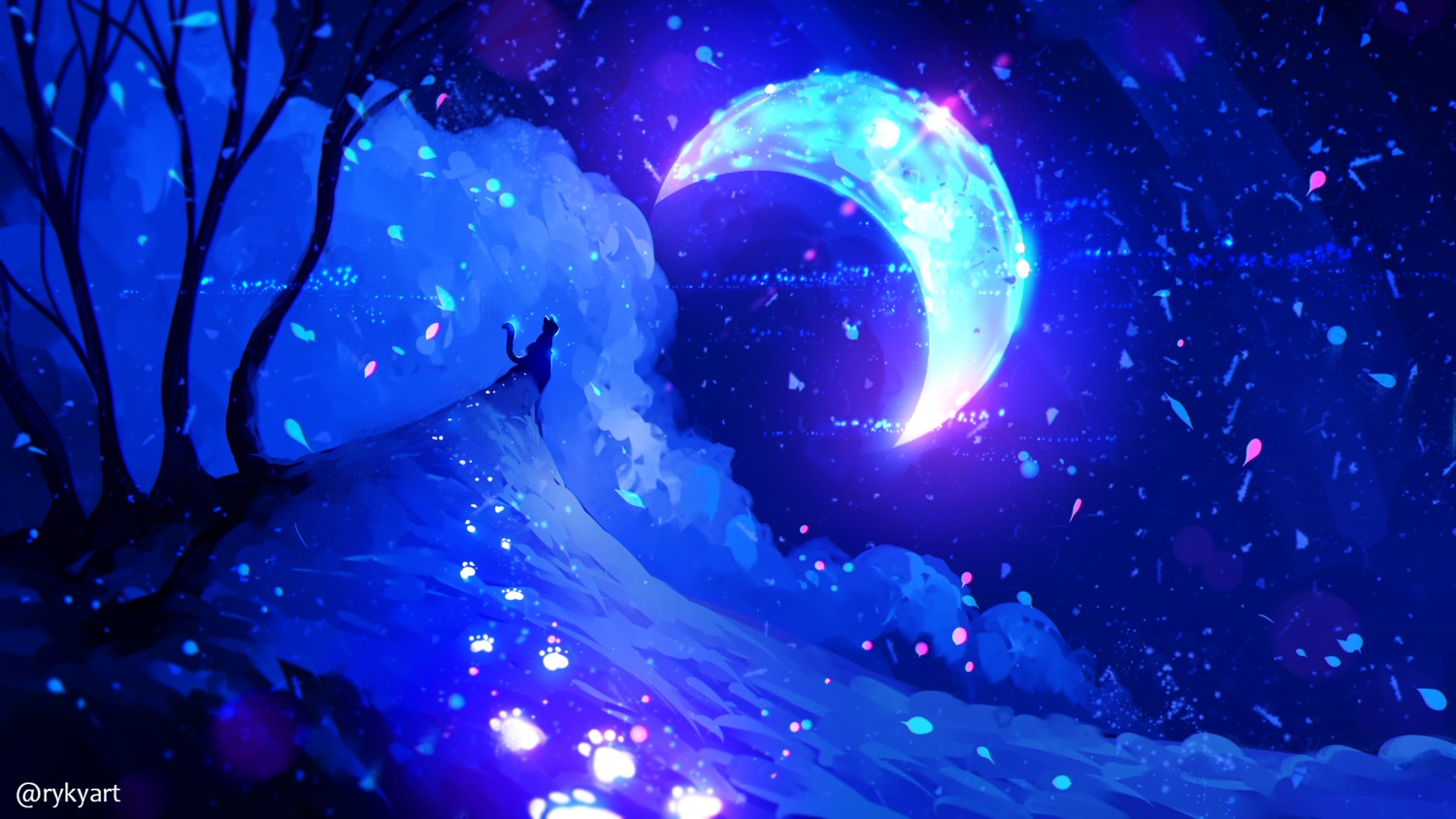 landscape, neko, ryky, silhouette, wallpaper