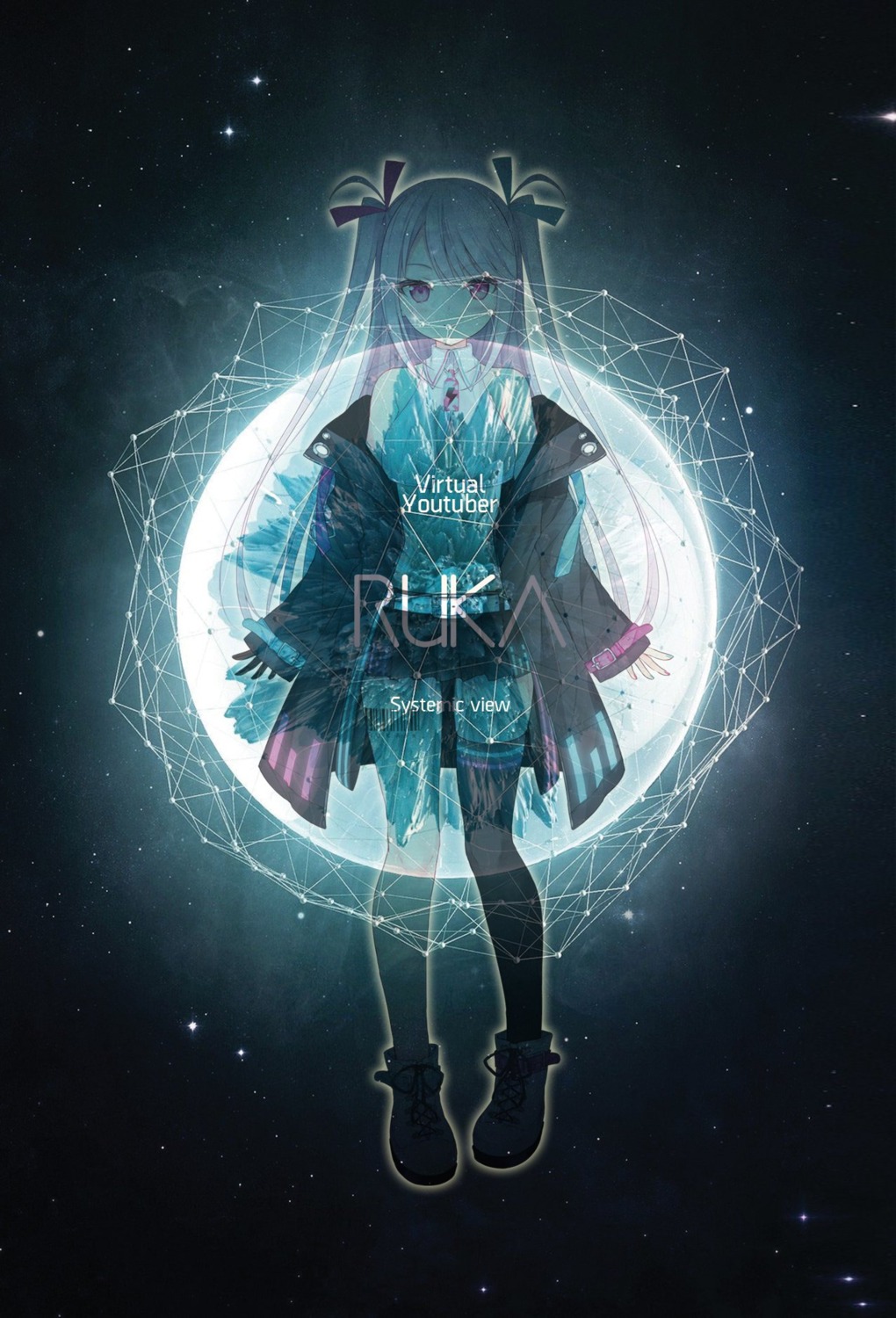 cleavage, no_bra, open_shirt, otomata_ruka, ruka_ch., rurudo, tattoo, thighhighs