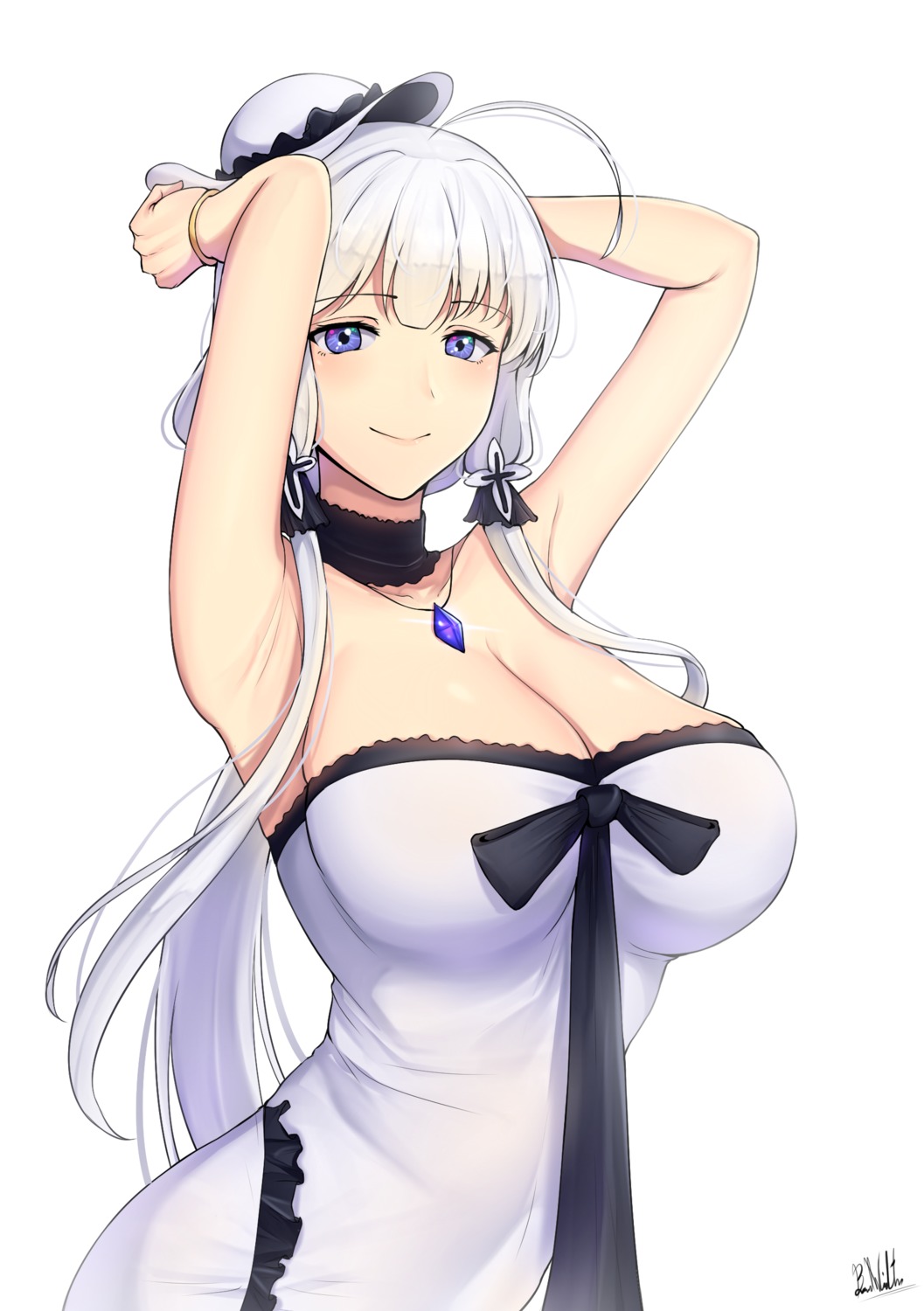 azur_lane, band-width, cleavage, dress, illustrious_(azur_lane)