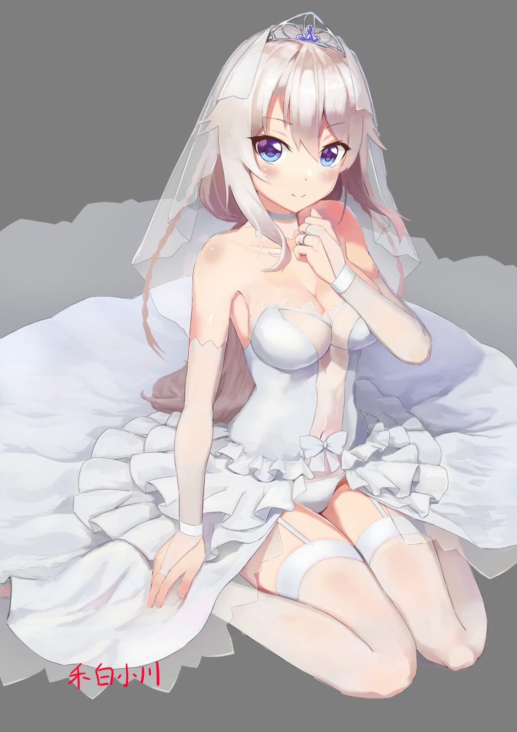 9a-91_(girls_frontline), breast_hold, dress, girls_frontline, hebai_xiaochuan, no_bra, see_through, stockings, thighhighs, transparent_png, wedding_dress